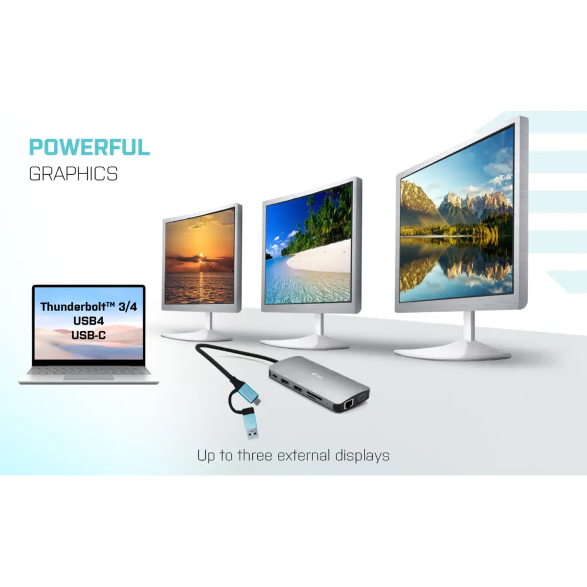 i-tec Nano Dock Dockingstation USB 3.0 / USB4 / Thunderbolt 4 VGA 2 x HDMI GigE
