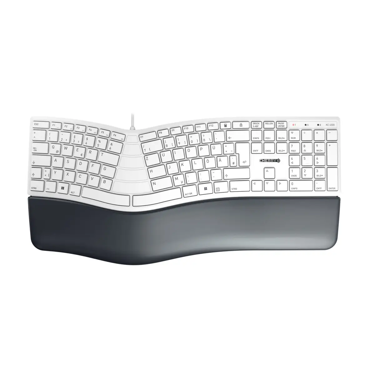 Tastatur KC 4500 ERGO Corded Layout GER weiß