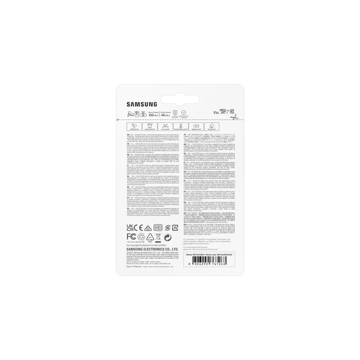 MB-MJ256K, 256 GB, MicroSDXC, Klasse 10, UHS-I, 100 MB/s, 40 MB/s