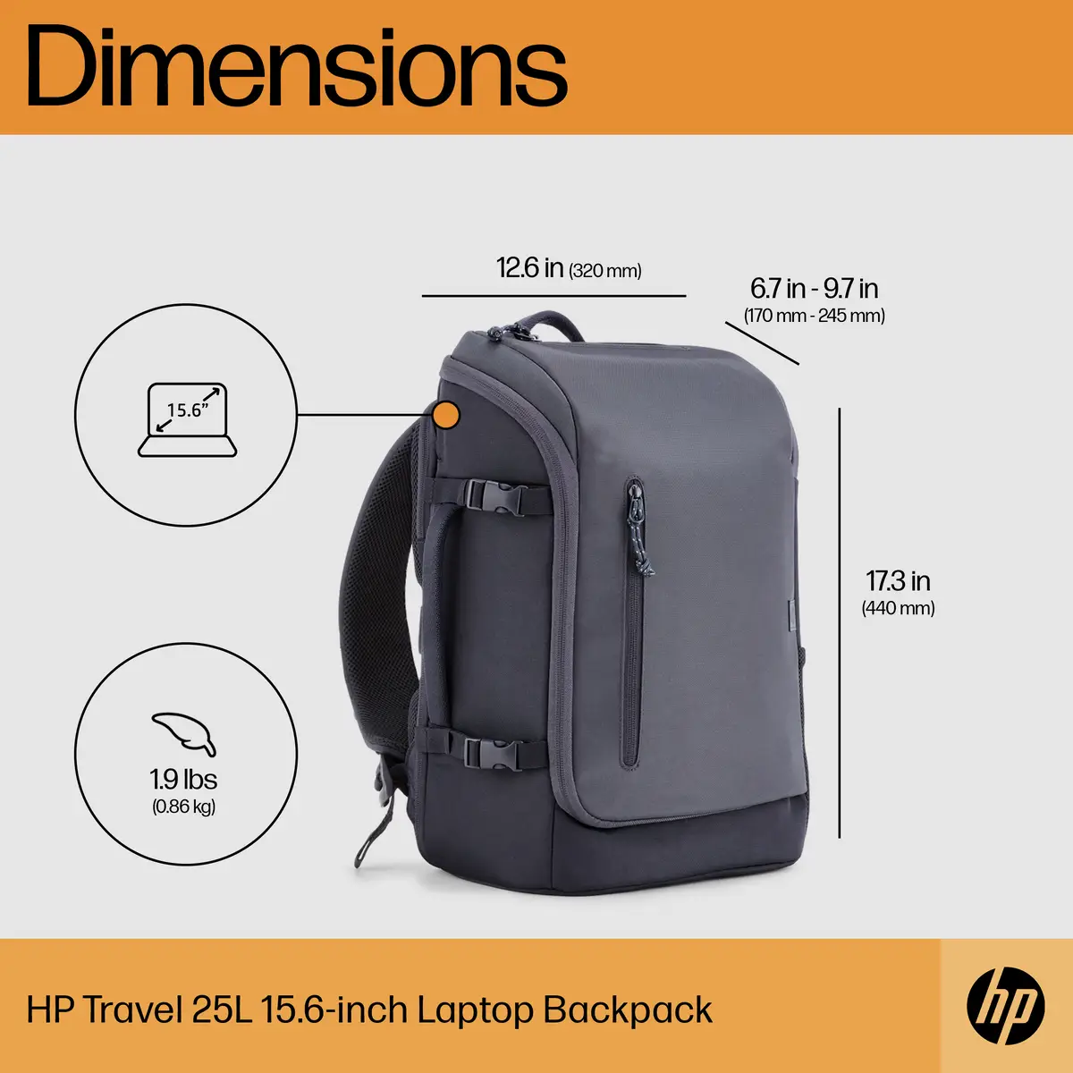 Travel 25 Liter 15,6 Zoll Laptop-Rucksack (Iron Grey), 39,6 cm (15.6"), 860 g