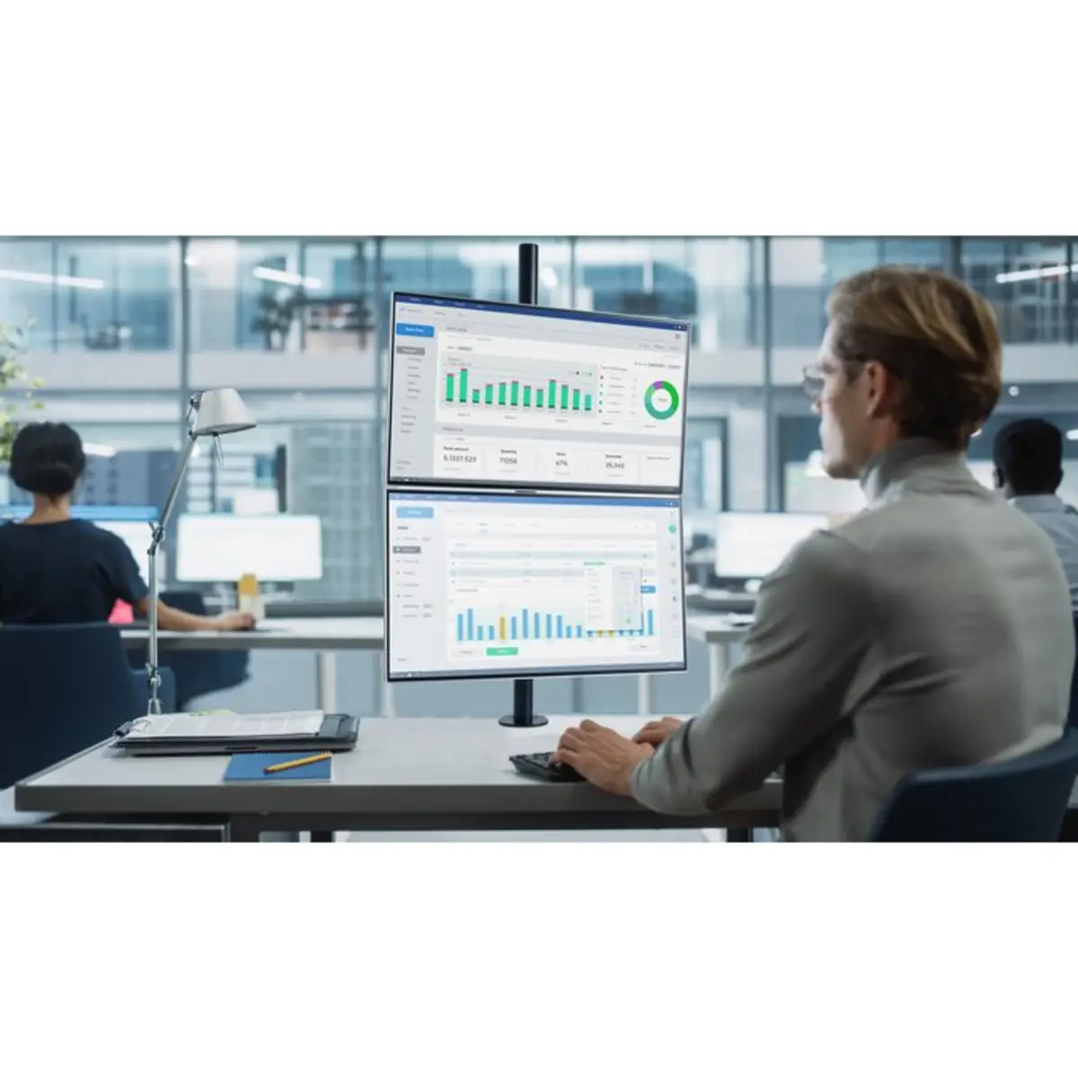 Vertikaler Dual Monitorarm