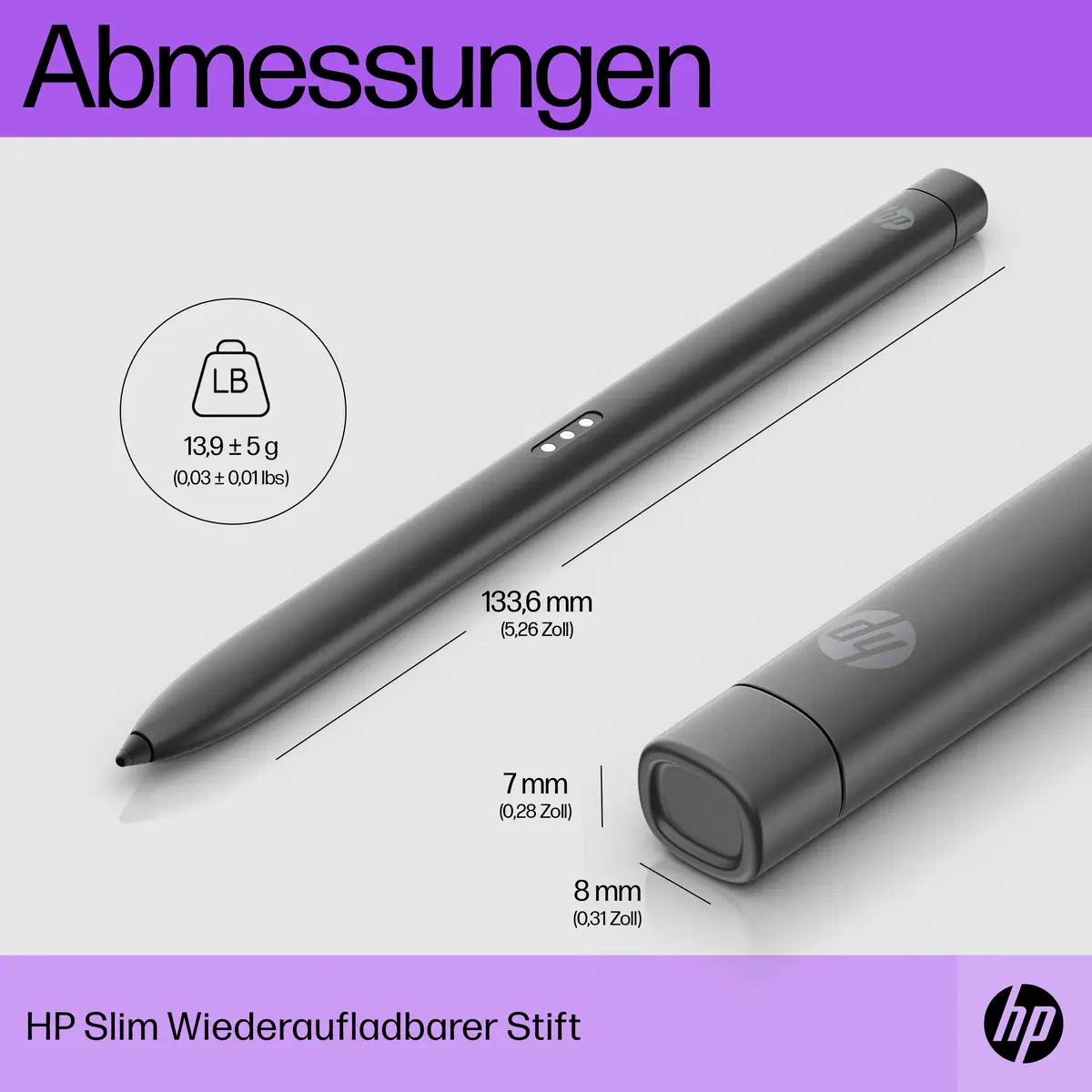 HP Slim Digitaler Stift 2 Tasten Grau