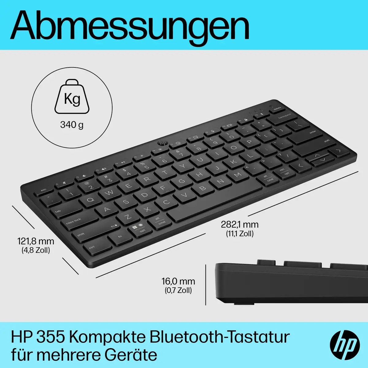 355 Compact Multi-Device Wireless Tastatur Layout Deutsch Schwarz