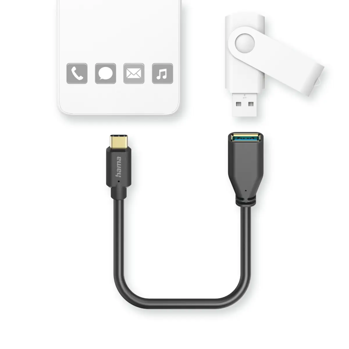USB-Adapterkabel OTG USB-C-Stecker/USB-A Buchse 0,15m Schwarz