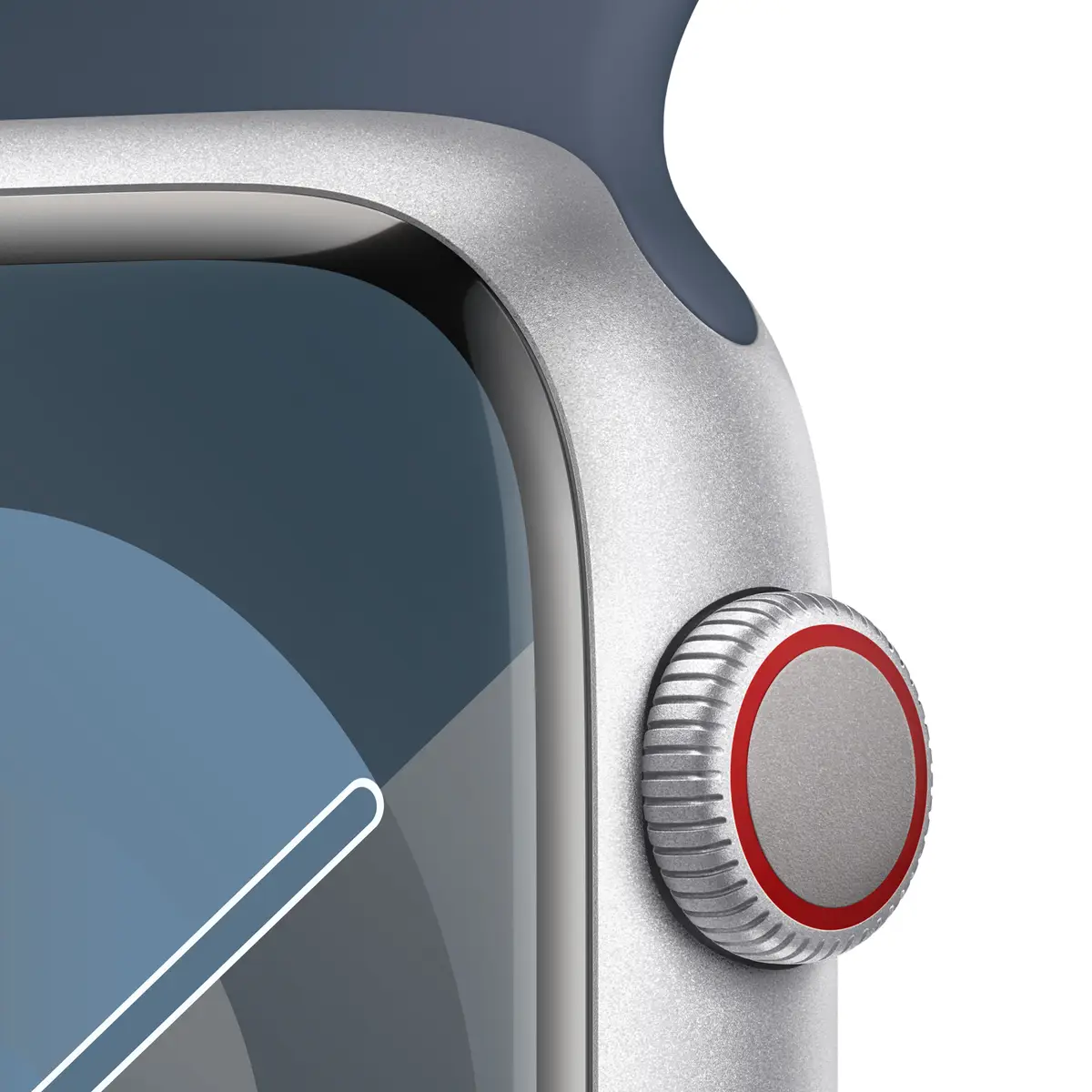 Watch S9 Aluminium Cellular 45mm Silber (Sportarmband sturmblau) M/L