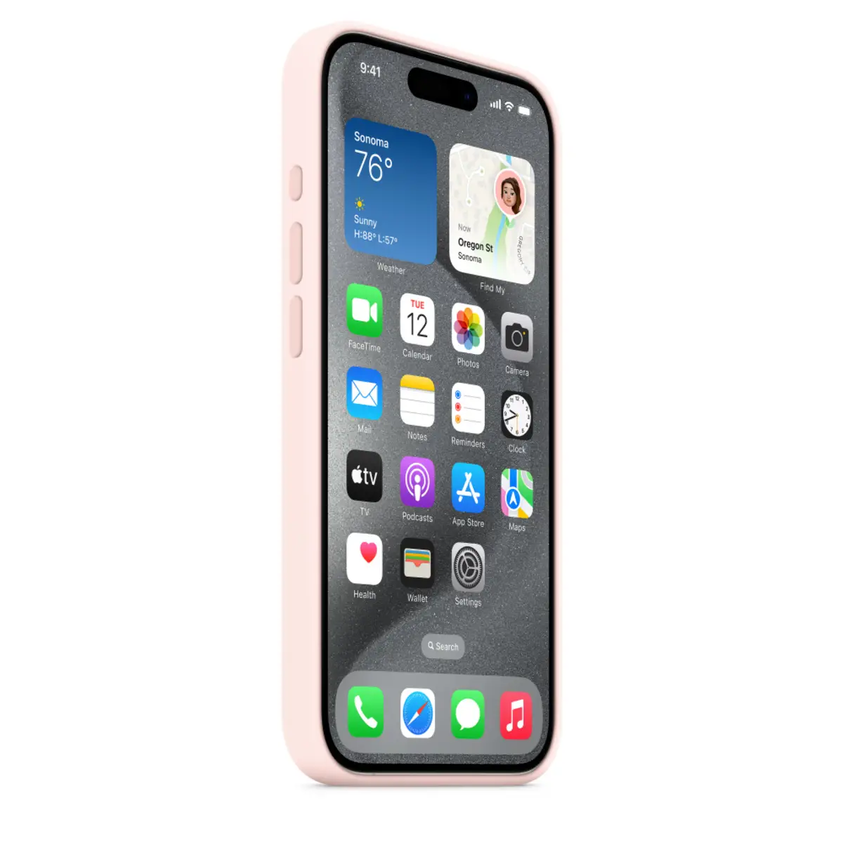 Silikon Case iPhone 15 Pro mit MagSafe hellrosa