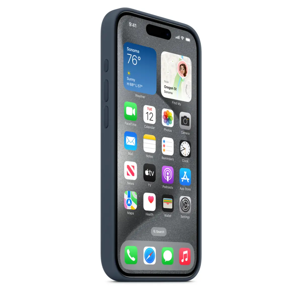 Silikon Case iPhone 15 Pro mit MagSafe sturmblau