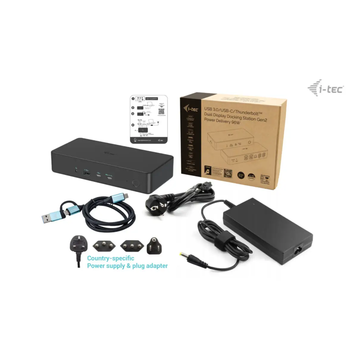 I-TEC USB 3.0 USB-C Thunderbolt 3 Professional Dual 4K Display Docking Station Generation 2 + Power Delivery 100W