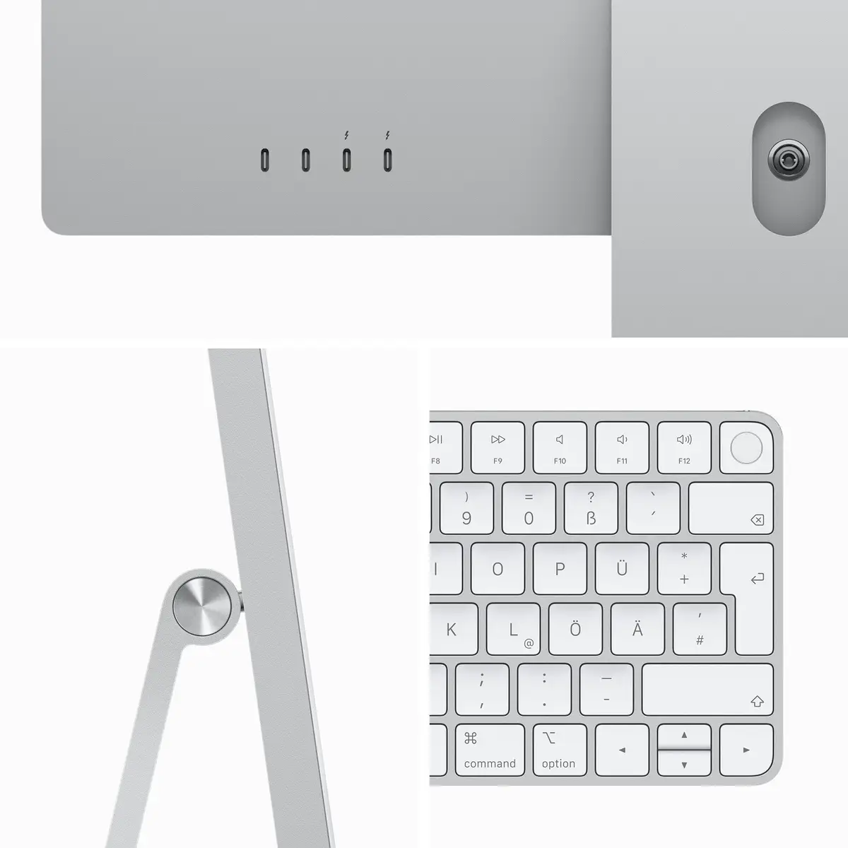 iMac silber mit Retina 4.5k Display Apple M3 8C 61cm (24") 8 GB RAM 256 GB SSD 8-Core GPU Gigabit Ethernet Magic Mouse, Magic Keyboard mit Touch-ID und Ziffernblock