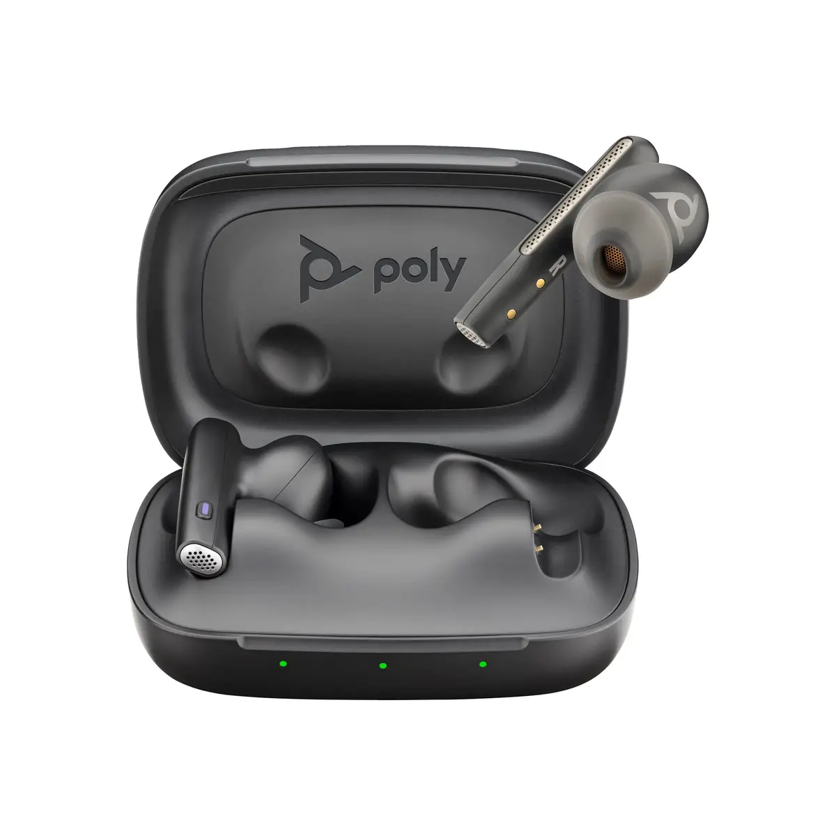 Poly Voyager Free 60 UC M True Wireless-Kopfhörer mit Mikrofon im Ohr Bluetooth aktive Rauschunterdrückung Carbon Black Zertifiziert für Microsoft Teams