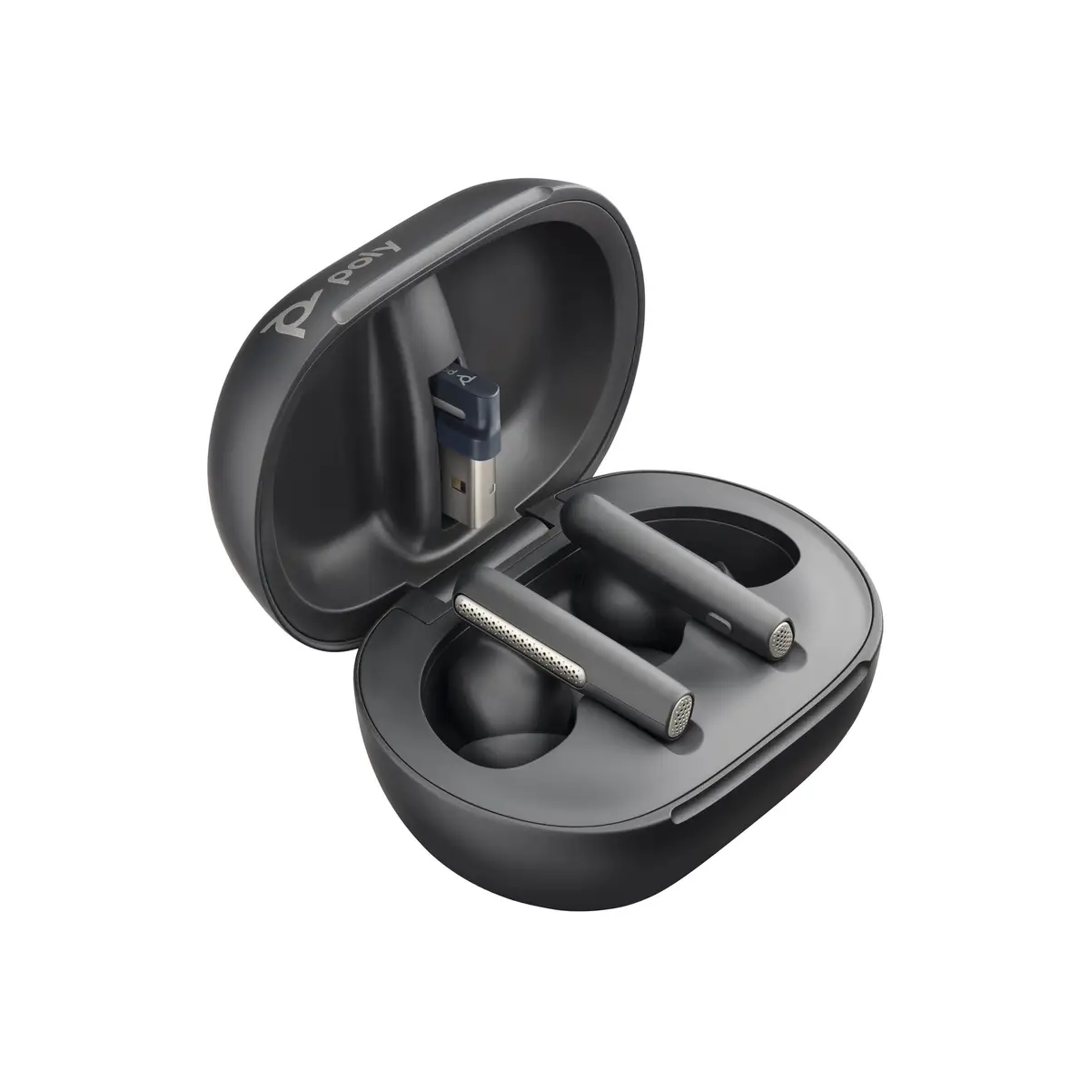 Poly Voyager Free 60 True Wireless-Kopfhörer mit Mikrofon im Ohr Bluetooth aktive Rauschunterdrückung Carbon Black