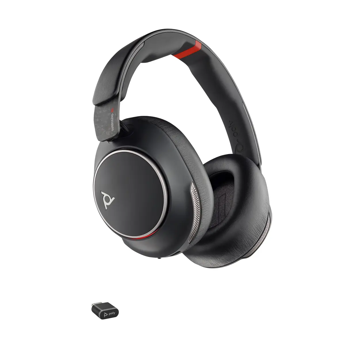 Poly Voyager Surround 85 UC Kopfhörer USB Typ-C Bluetooth mit Ladestation Schwarz