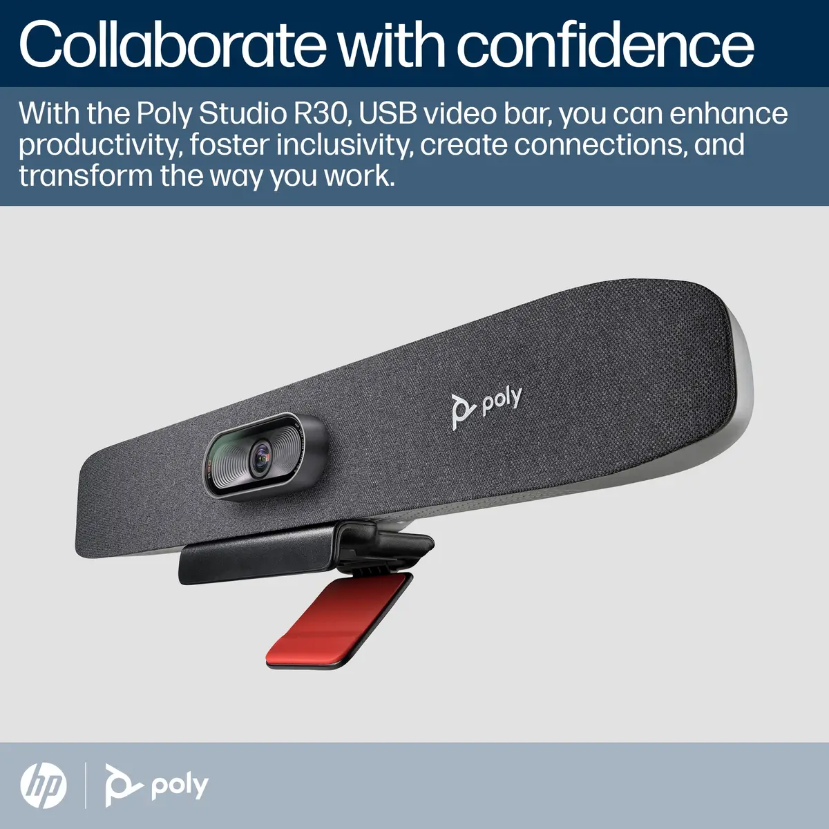 Poly Studio R30 Videobar Zoom Certified, Zertifiziert für Microsoft Teams Sand
