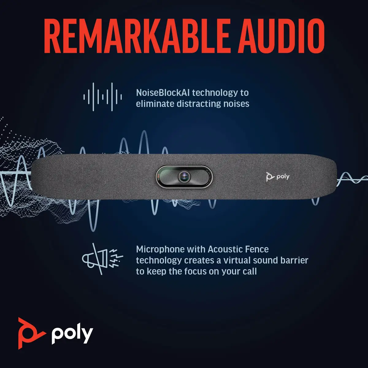 Poly Studio R30 Videobar Zoom Certified, Zertifiziert für Microsoft Teams Sand