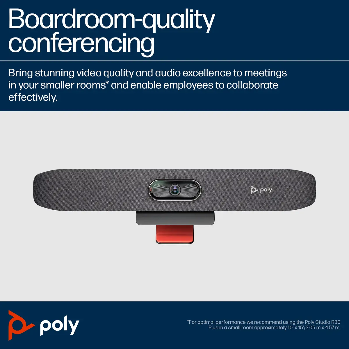 Poly Studio R30 Videobar Zoom Certified, Zertifiziert für Microsoft Teams Sand