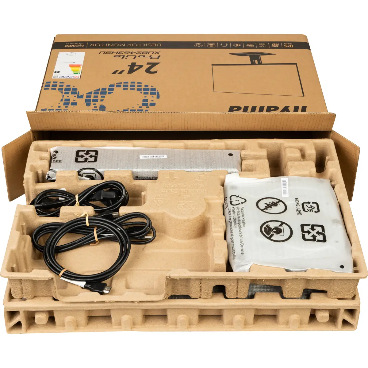 ProLite XUB2463HSU-B1 LED-Monitor 60,5cm 23.8" 1920x1080 FHD 100 Hz IPS 250 cd/m² 1300:1 3ms HDMI DisplayPort Lautsprecher Schwarz Matte Pivot