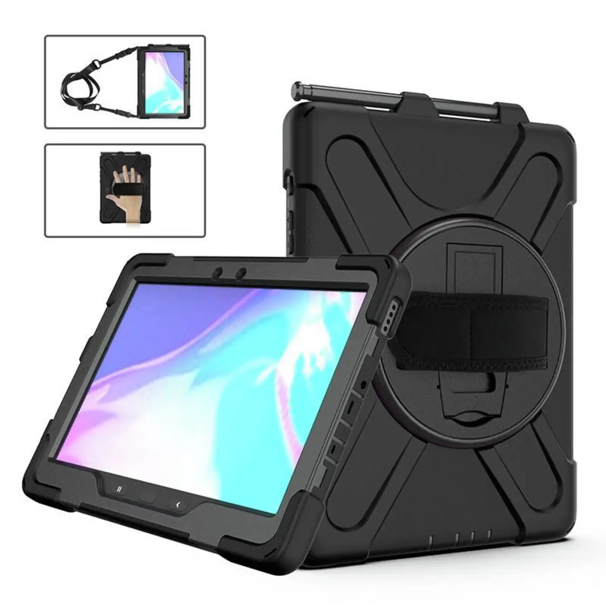 Defender Case Hintere Abdeckung für Tablet widerstandsfähig Silikon Polycarbonat Schwarz 10.1"