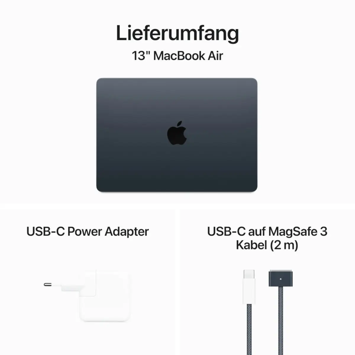 MacBook Air Apple M3 8-Core CPU 10-Core GPU Deutsch 8GB RAM 512GB SSD 38,9cm (15,3") Retina mitternacht