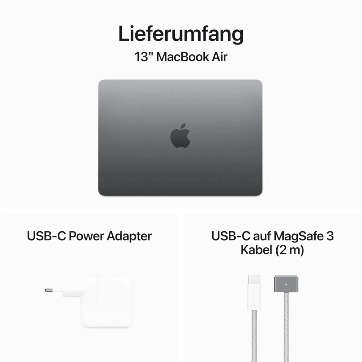 MacBook Air Apple M3 8-Core 10-Core GPU Deutsch 16GB RAM 512GB SSD 34,5cm (13,6") Retina 35W EU-Plug space grau