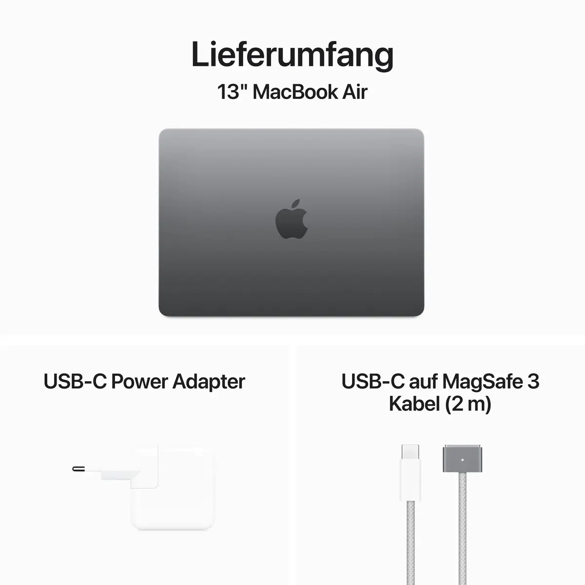 MacBook Air Apple M3 8-Core 10-Core GPU Deutsch 16GB RAM 512GB SSD 34,5cm (13,6") Retina 35W EU-Plug space grau