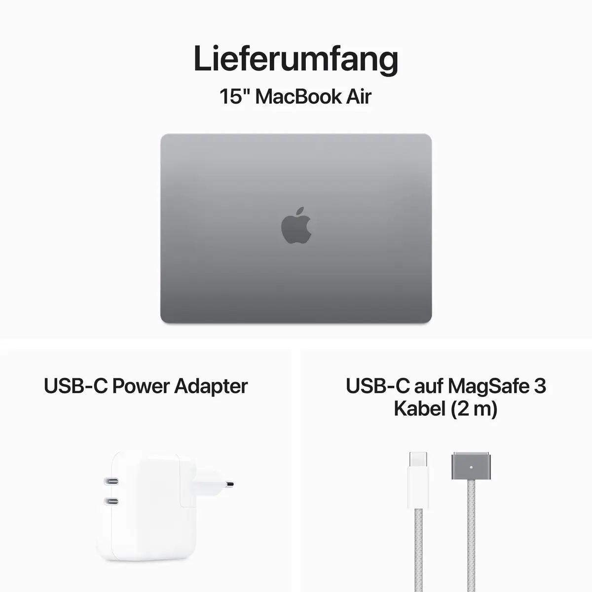 MacBook Air Apple M3 8-Core 10-Core GPU Deutsch 16GB RAM 512GB SSD 38,9cm (15,3") Display 35W EU-Plug space grau