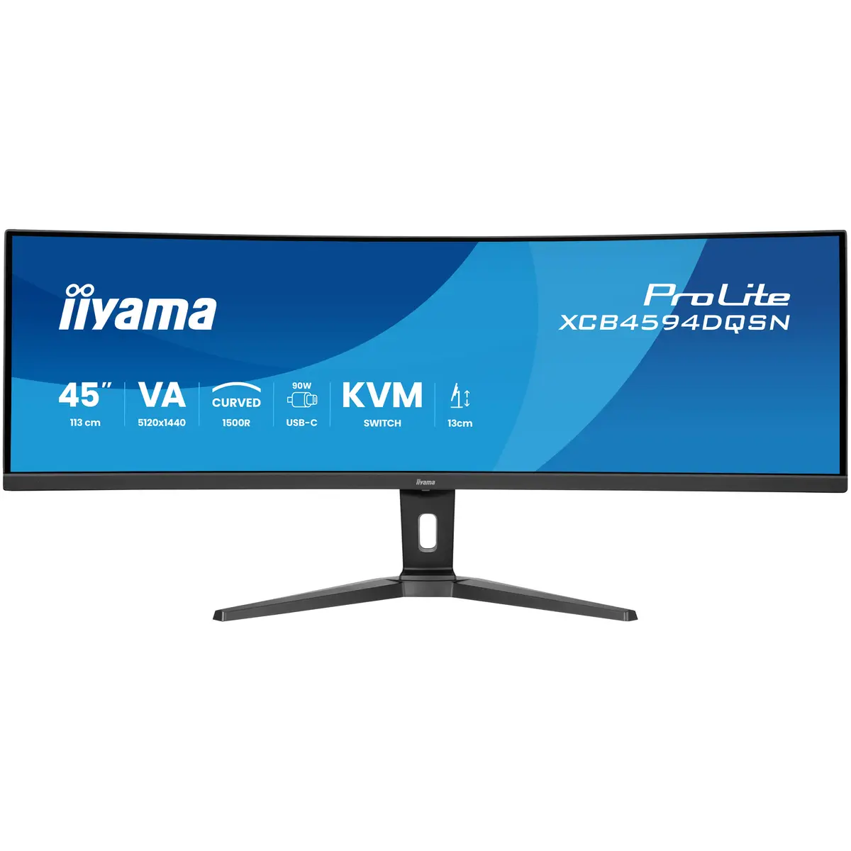 ProLite XCB4594DQSN-B1 LED-Monitor gebogen 113cm 44,5" 5120x1440 Dual Quad HD 165 Hz VA 450 cd/m² 3000:1 HDR400 0.8 ms 2xHDMI DisplayPort USB-C Lautsprecher Schwarz Matte