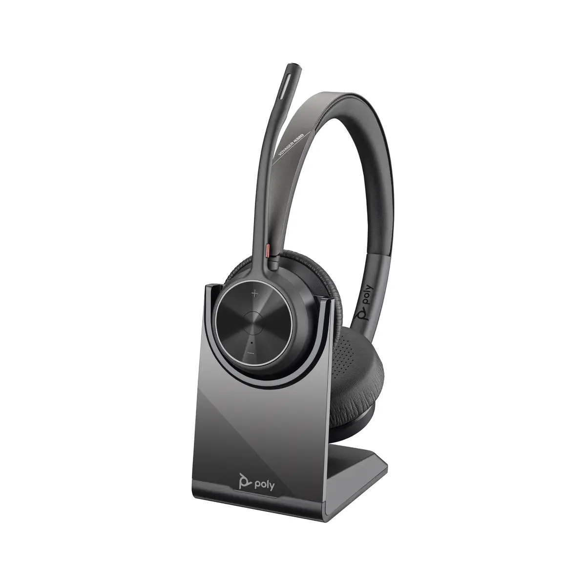 Poly Voyager 4320 UC Kopfhörer mit USB Typ-A Bluetooth Ladestation Schwarz