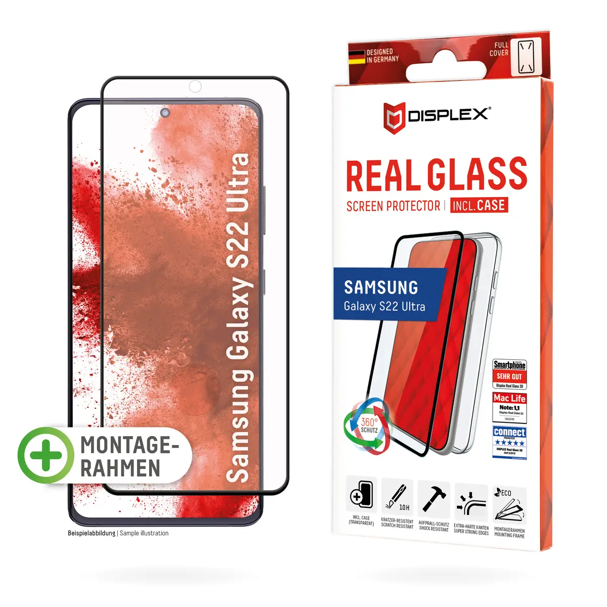 DISPLEX Glas + Schutzhülle für Samsung Galaxy S22 Ultra