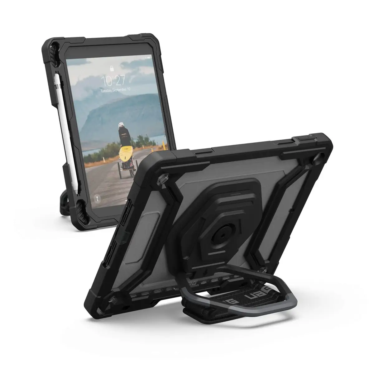 UAG Plasma Handstrap, Kickstand & Screen Protection Case für Apple iPad 10,9" transparent/schwarz