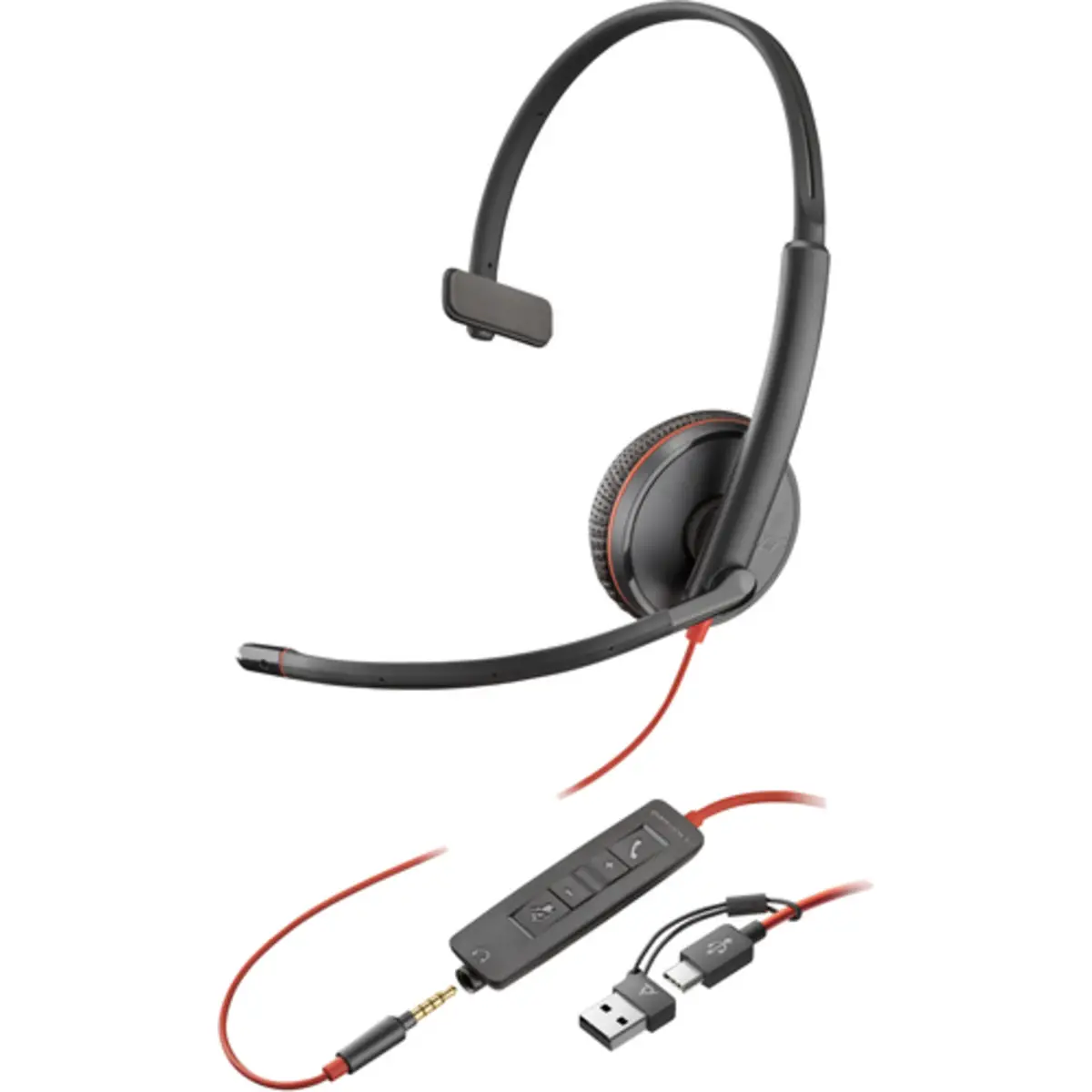Poly Blackwire 3215 USB-C Headset +3.5mmP +USB-C/A