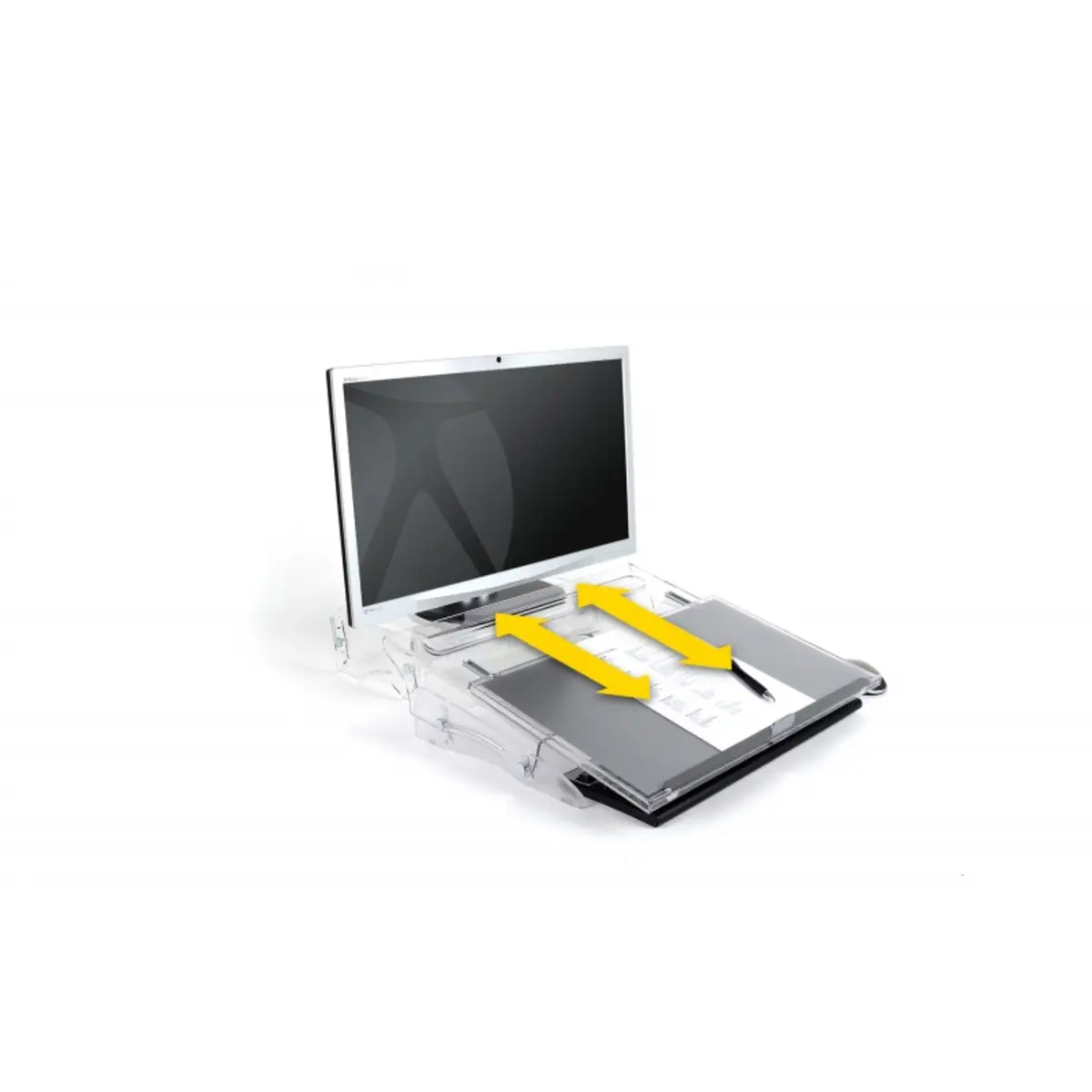 FlexDesk 640 Document Holder/Writing Slope, Kunststoff, Gummi, Stahl, 110 - 180 mm, Hellgrau, Transparent, 515 mm, 380 mm, 110 mm