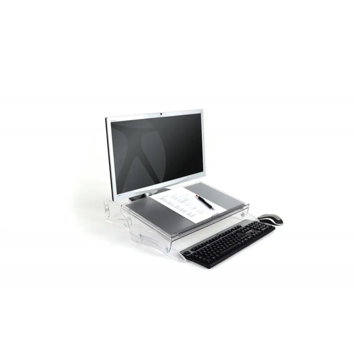 FlexDesk 640 Document Holder/Writing Slope, Kunststoff, Gummi, Stahl, 110 - 180 mm, Hellgrau, Transparent, 515 mm, 380 mm, 110 mm