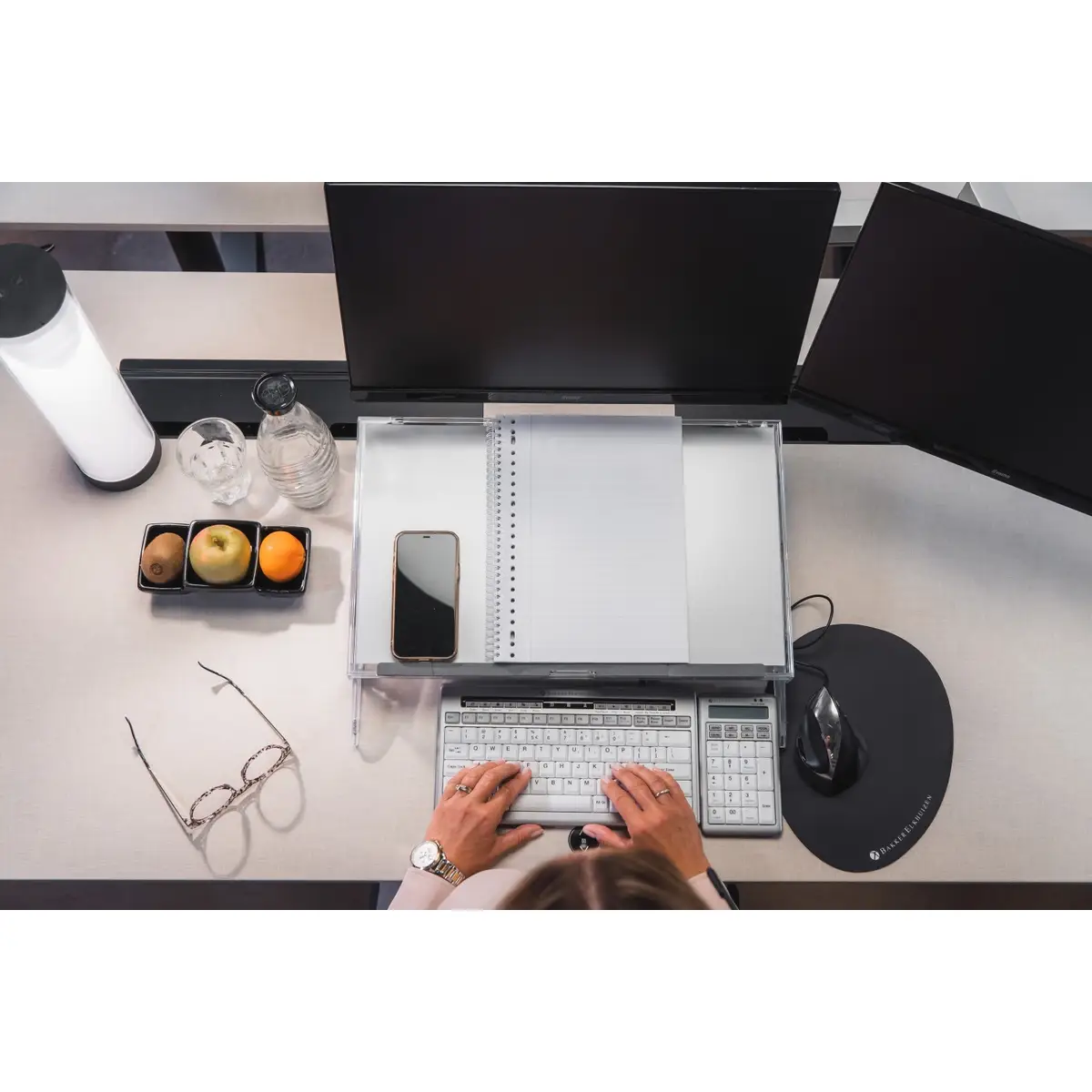 FlexDesk 640 Document Holder/Writing Slope, Kunststoff, Gummi, Stahl, 110 - 180 mm, Hellgrau, Transparent, 515 mm, 380 mm, 110 mm