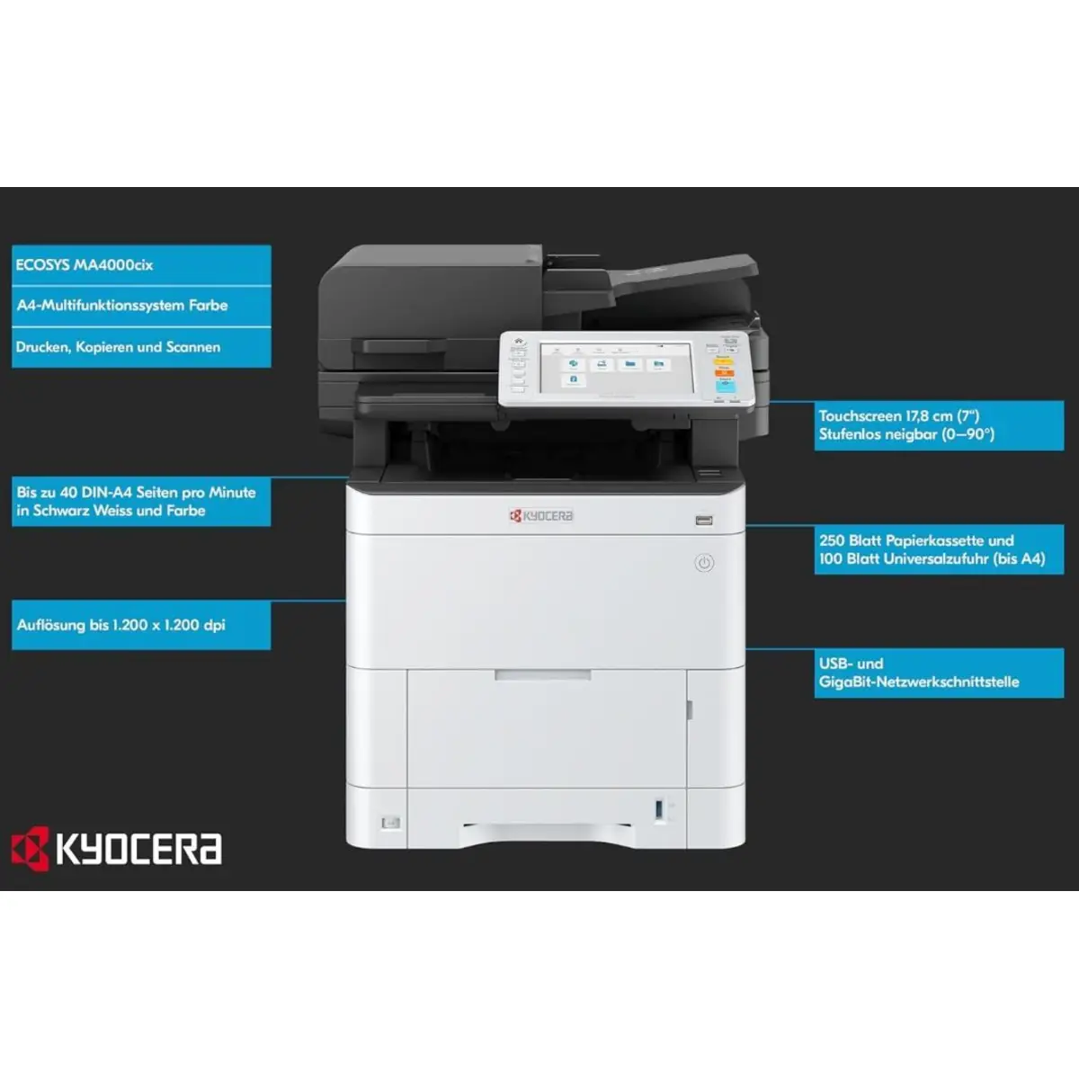 Ecosys MA4000cix/Plus Multifunktinsgerät Farbig 40 ppm 1.200 dpi 1.200 dpi USB 2.0 Duplexeinheit