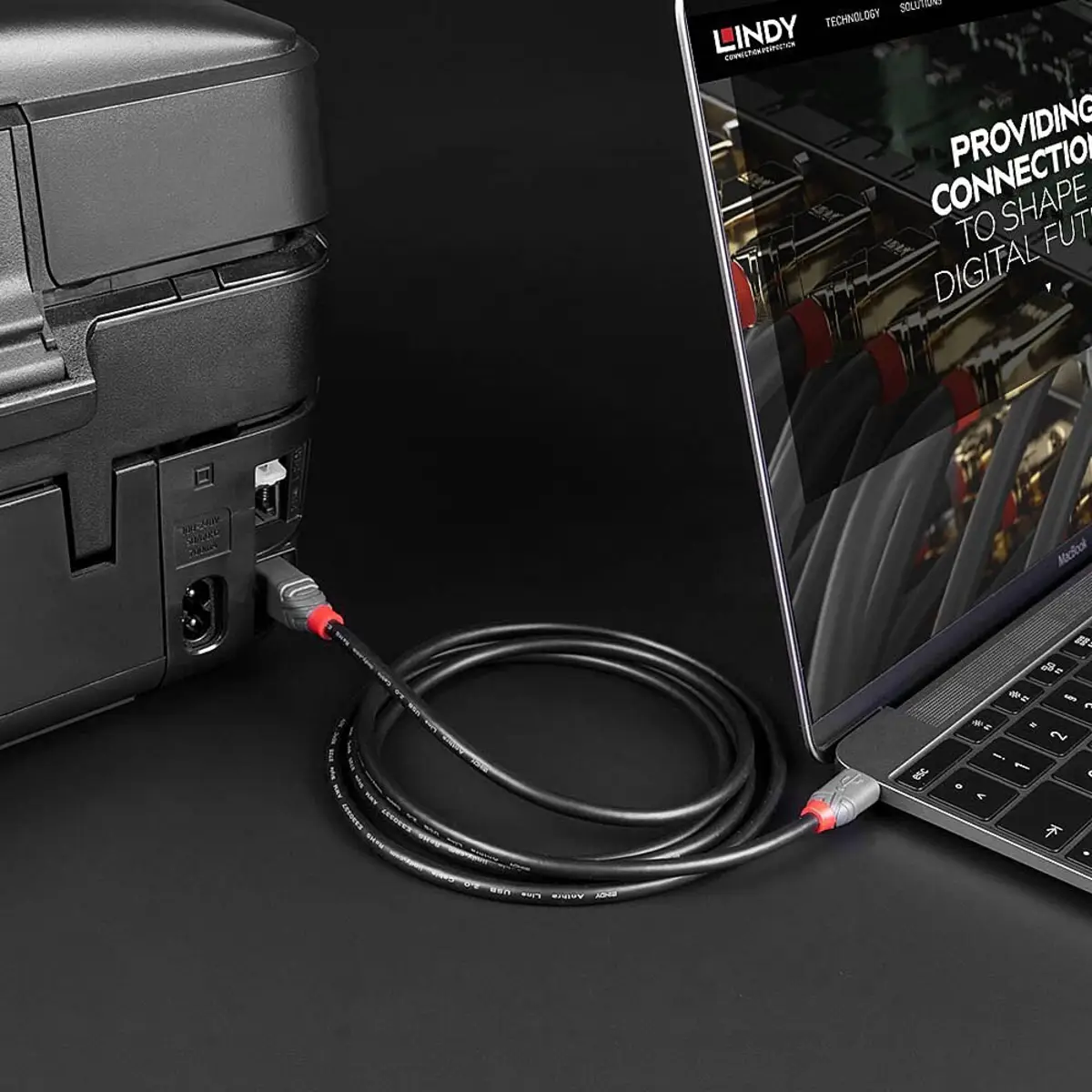 Anthra Line USB-Kabel USB Typ B/USB C 2.0 Stecker/Stecker Schwarz 1m