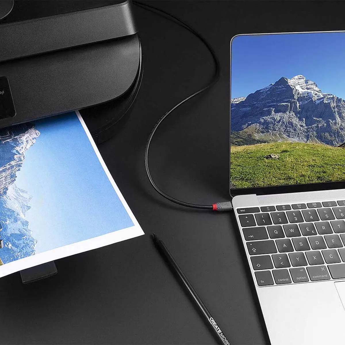 Anthra Line USB-Kabel USB Typ B/USB C 2.0 Stecker/Stecker Schwarz 2m