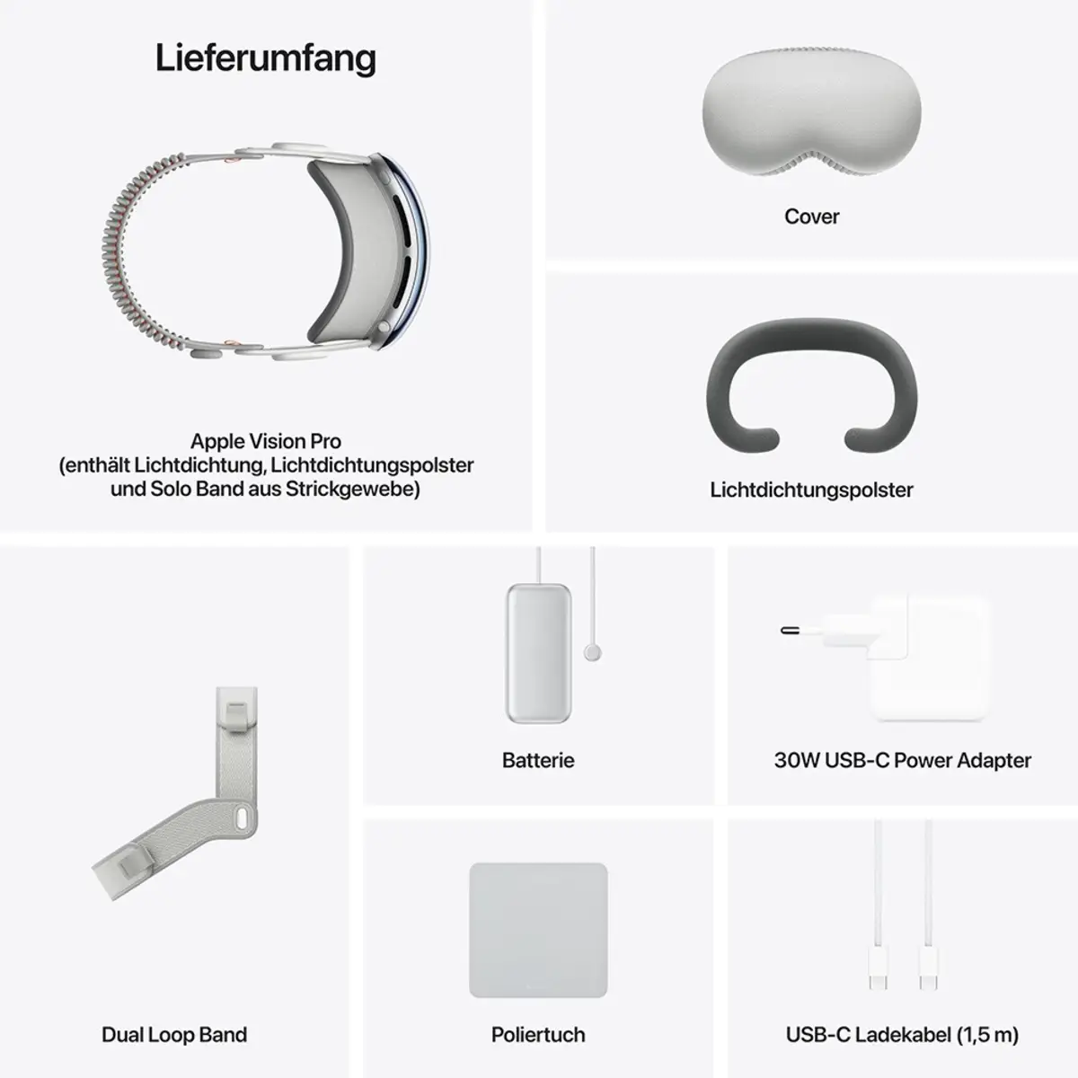 Vision Pro 512GB mit Kopfband L und Lichtdichtung 21N