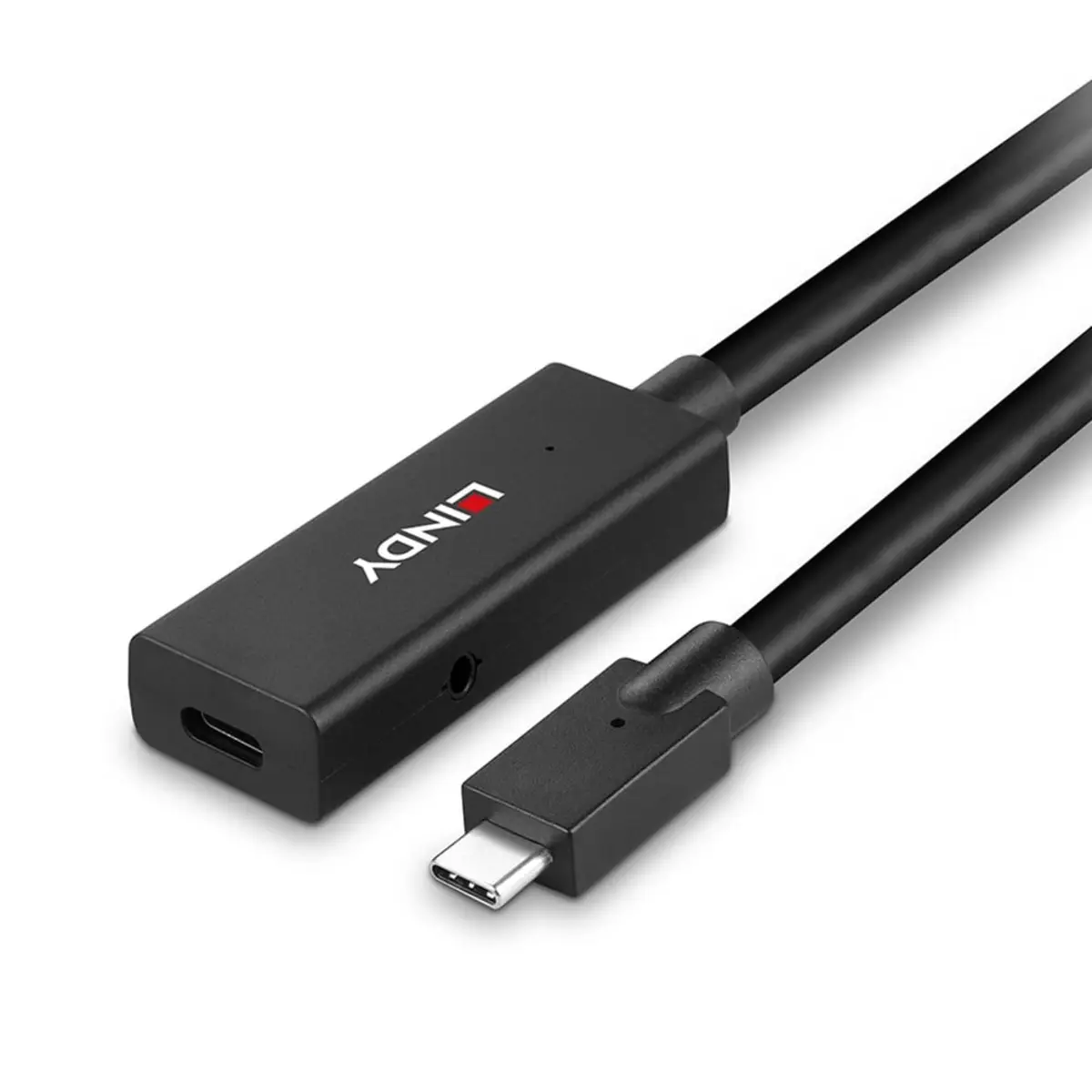 USB-Verlängerungskabel USB 3.2 Gen 2 24 pin USB-C/Gleichstromstecker 3,5 mm Stecker/Stecker aktiv schwarz 5m