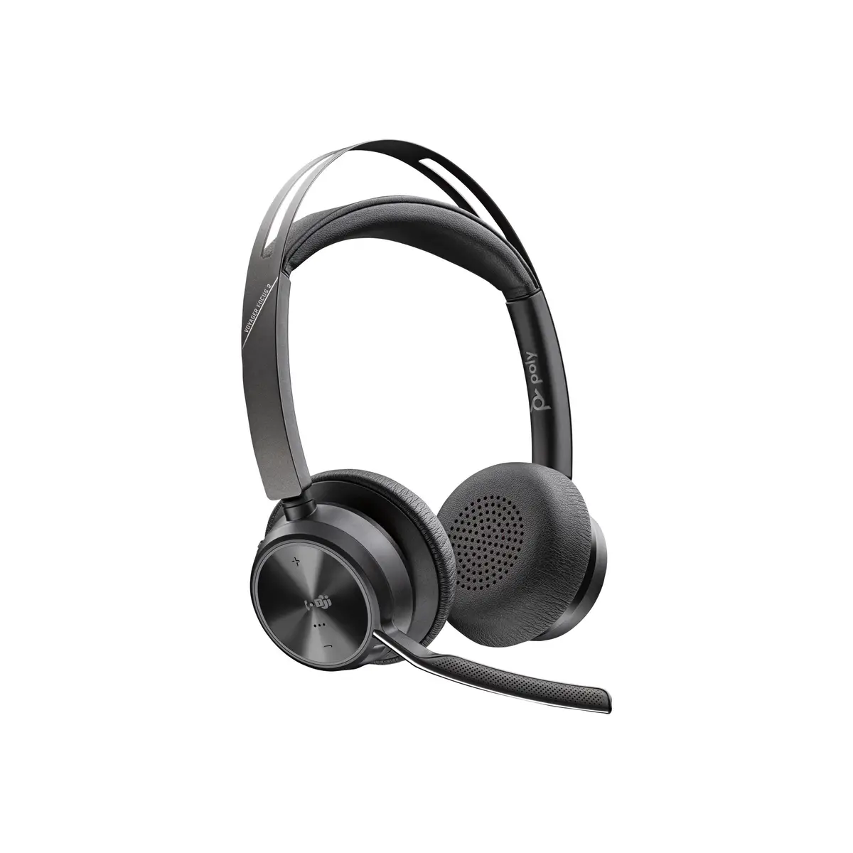 POLY Voyager Focus 2 USB-C-C-Headset für Microsoft Teams zertifiziert + USB-C/A-Adapter +Ladestation Schwarz