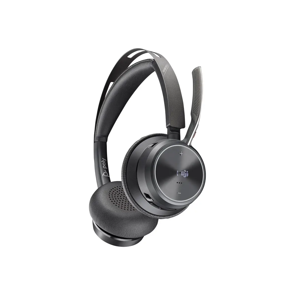POLY Voyager Focus 2 USB-C-C-Headset für Microsoft Teams zertifiziert + USB-C/A-Adapter +Ladestation Schwarz