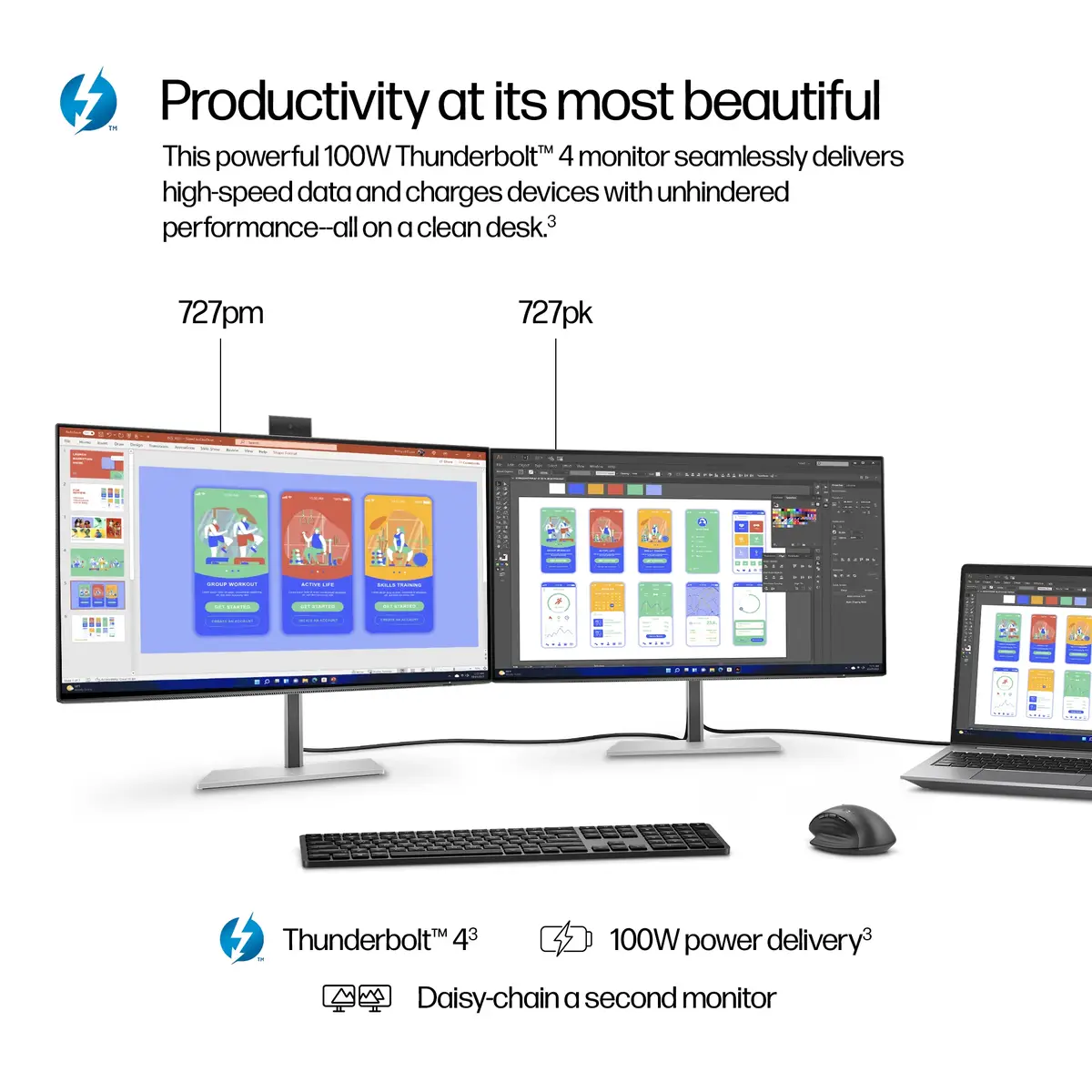 Serie 7 Pro 27 Zoll 4K Thunderbolt 4-Monitor – 727pk, 68,6 cm (27"), 3840 x 2160 Pixel, 4K Ultra HD, LCD, 5 ms, Schwarz