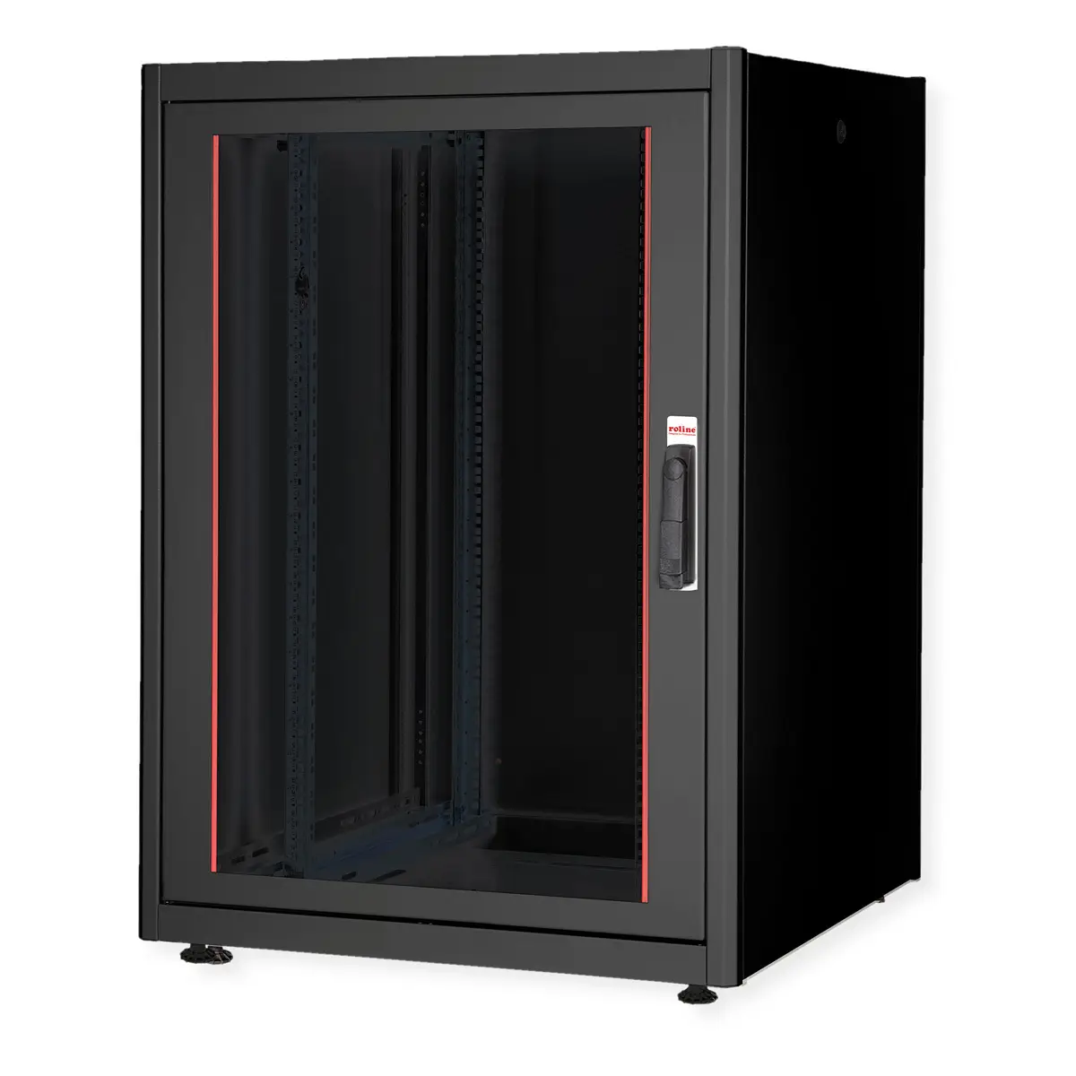 48,26cm (19") Netzwerkschrank Basic 22 HE 800x800 BxT Glastur schwarz