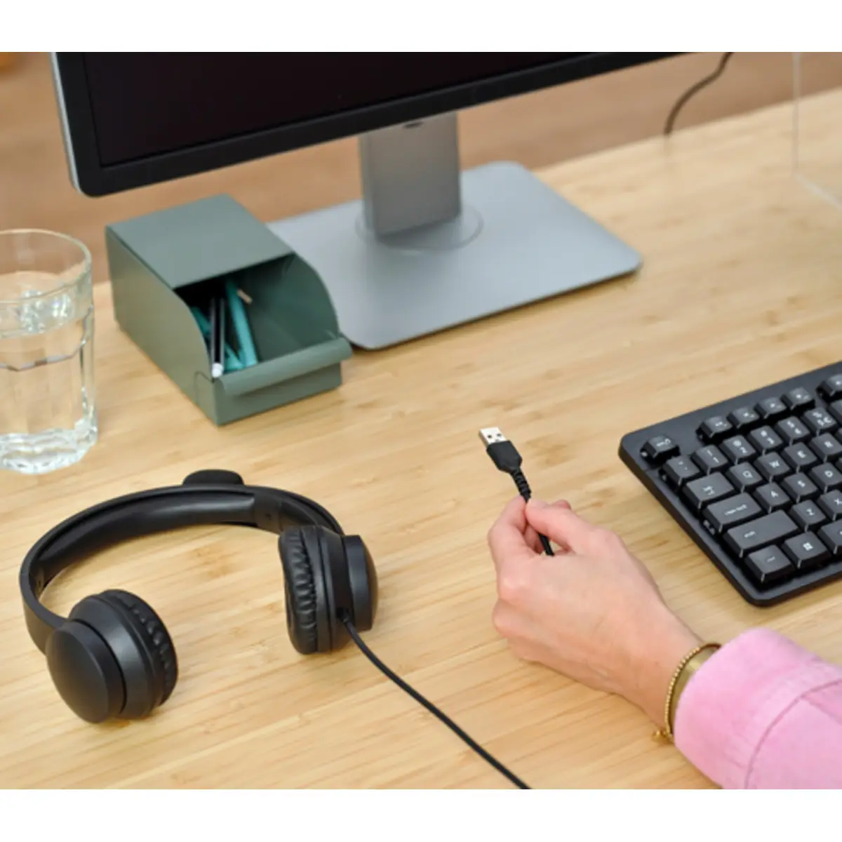 HS-201 Kopfhörer Kabelgebunden Kopfband Büro/Callcenter USB Typ-A Schwarz