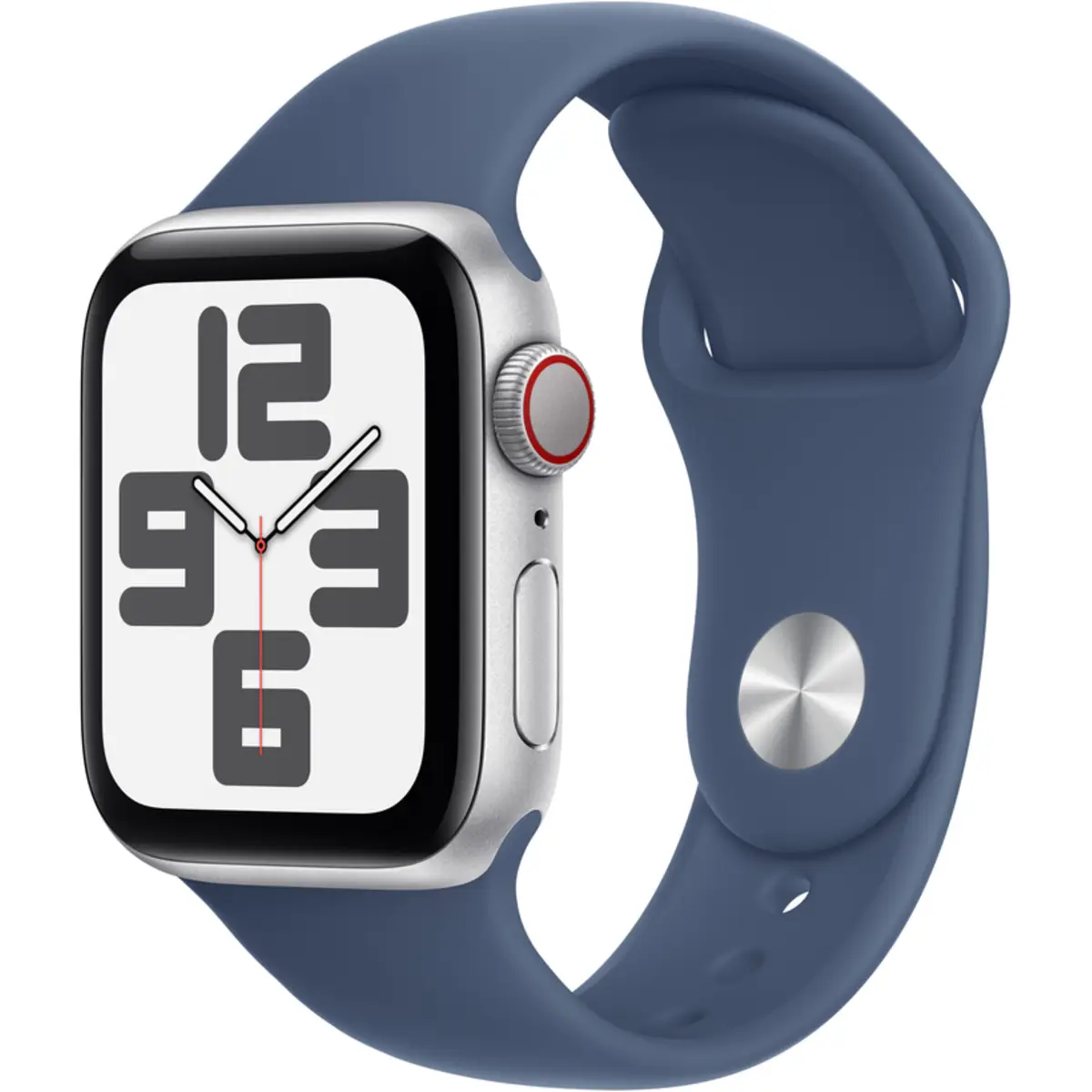 Apple Watch SE GPS + Cellular 40mm Silver Aluminium Case with Denim Sport Band, S/M