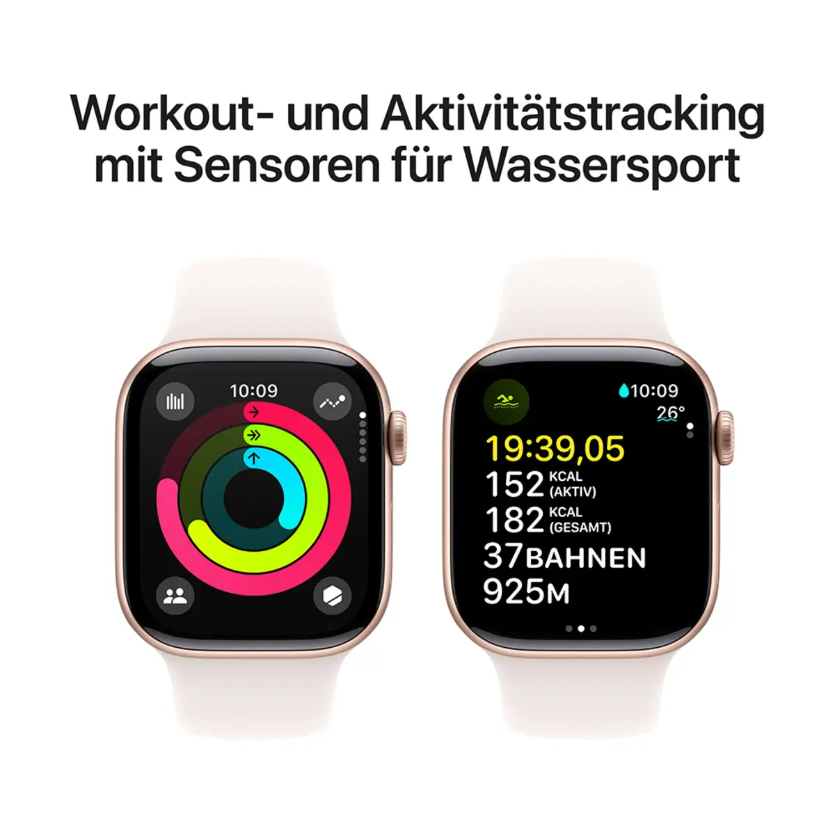 Apple Watch Series 10 GPS 42mm Rose Gold Aluminium Case with Light Blush Sport Band, S/M