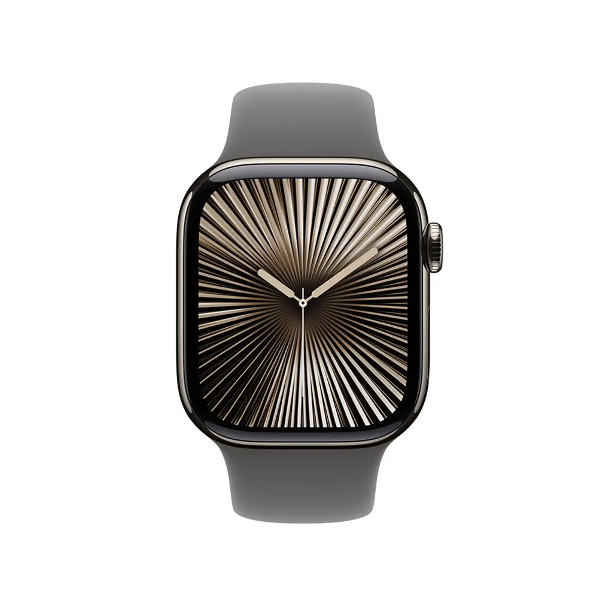 Apple Watch Series 10 GPS + Cellular 42mm Natural Titanium Case with Stone Grey Sport Band, S/M
