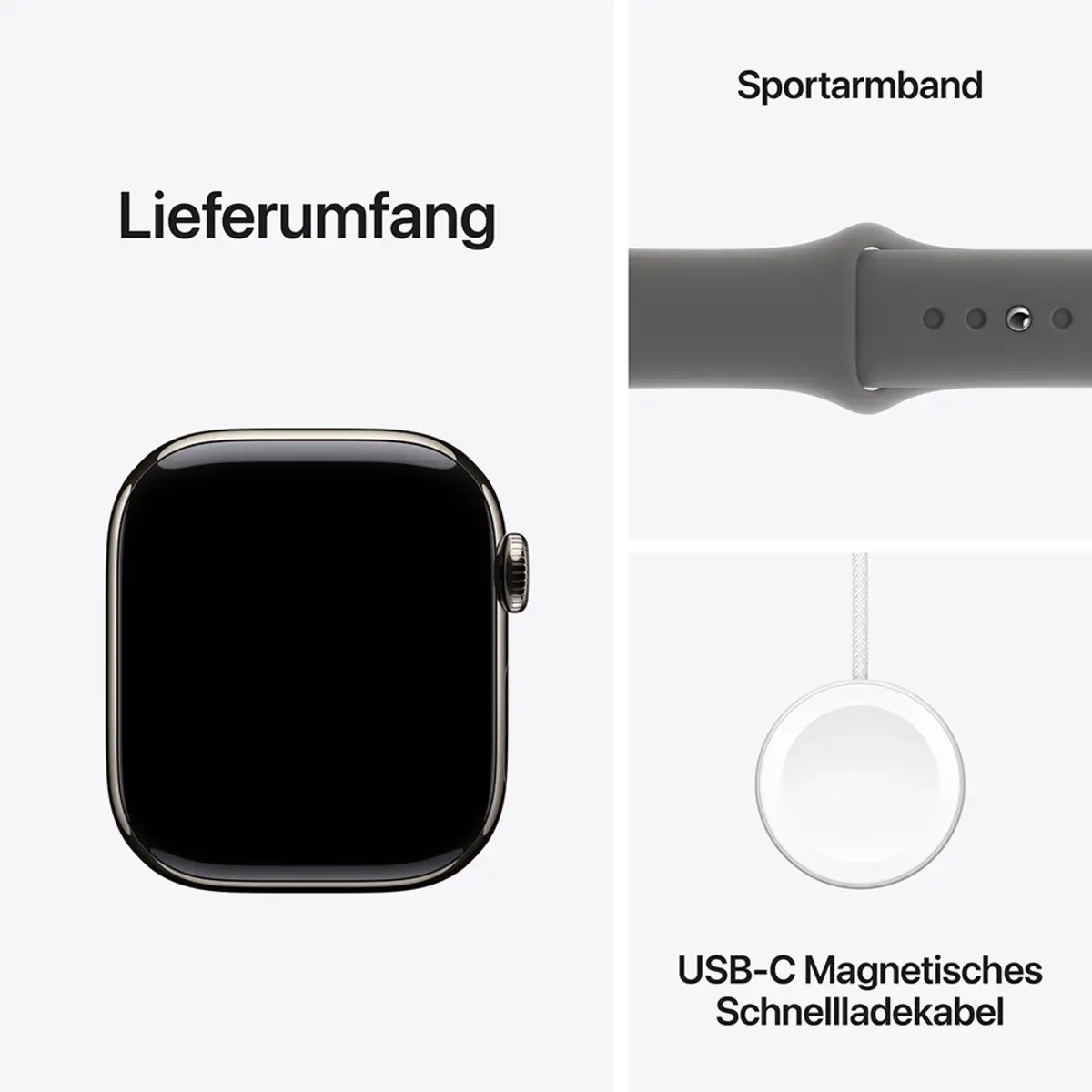 Apple Watch Series 10 GPS + Cellular 42mm Natural Titanium Case with Stone Grey Sport Band, S/M