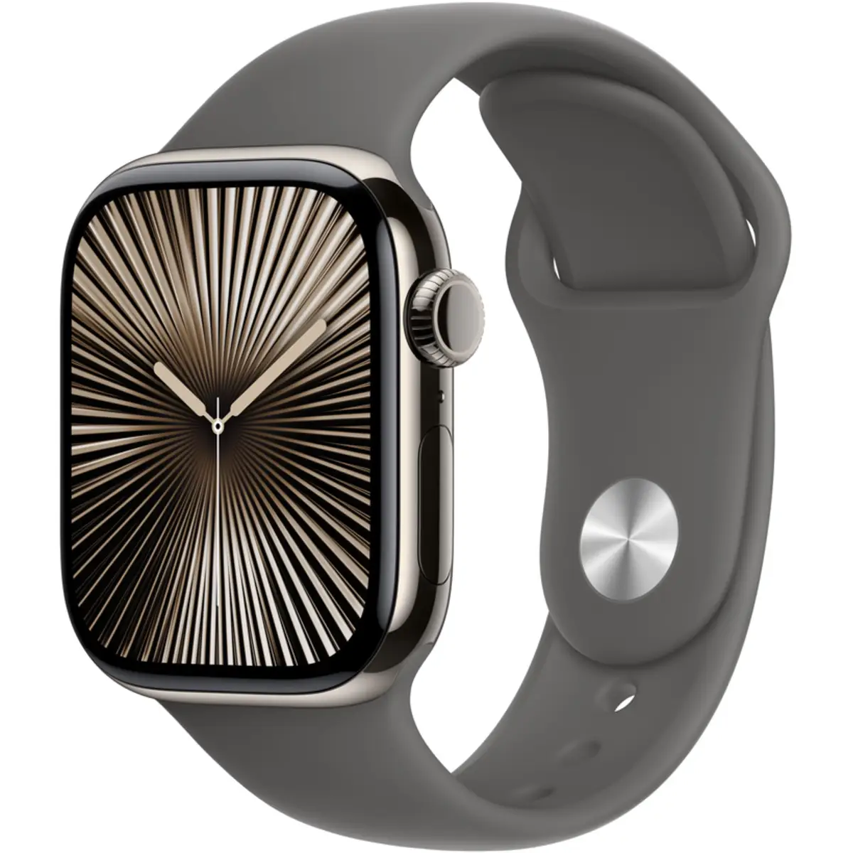Apple Watch Series 10 GPS + Cellular 42mm Natural Titanium Case with Stone Grey Sport Band, M/L