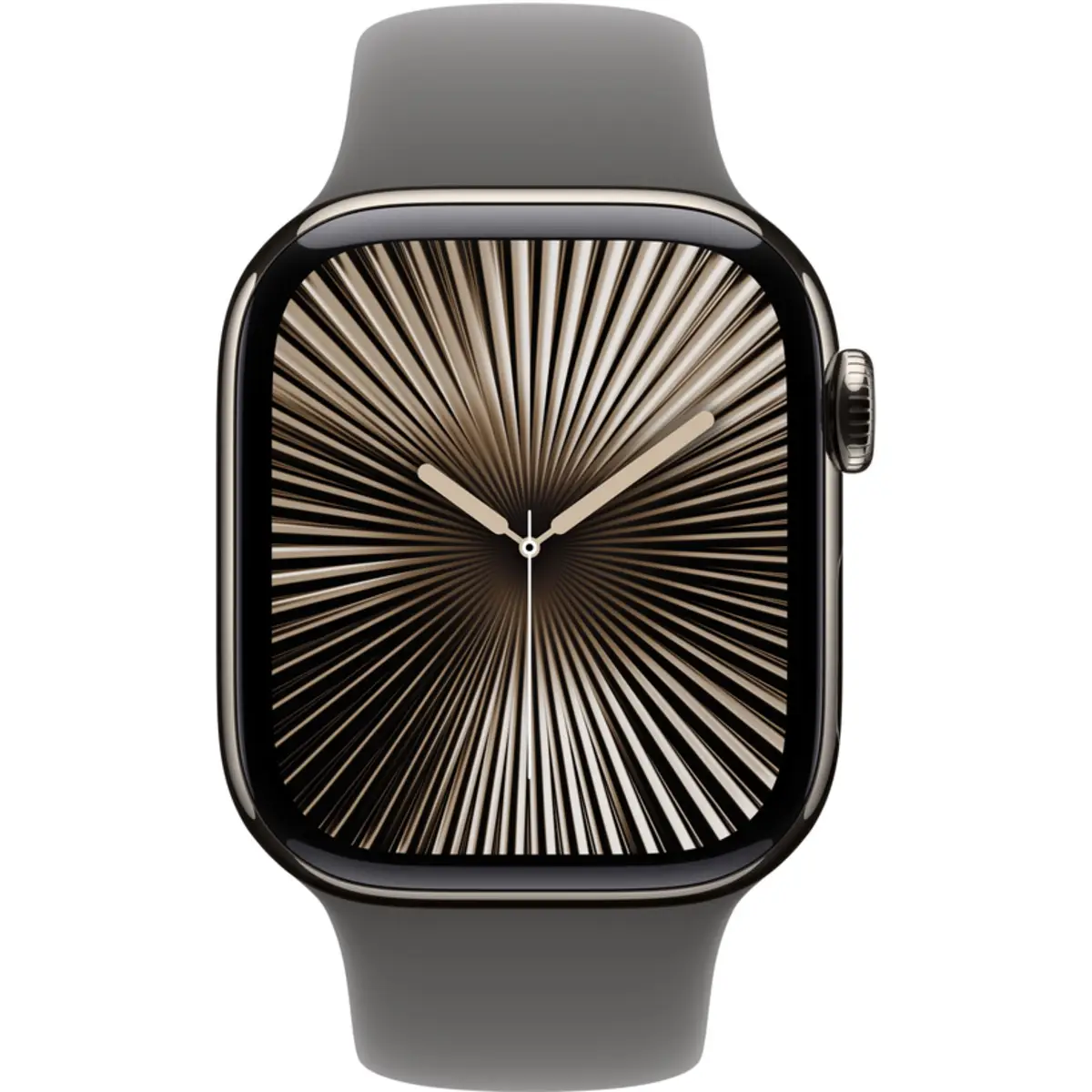 Apple Watch Series 10 GPS + Cellular 42mm Natural Titanium Case with Stone Grey Sport Band, M/L