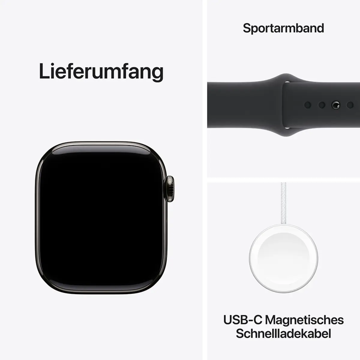 Apple Watch Series 10 GPS + Cellular 42mm Slate Titanium Case with Black Sport Band, M/L